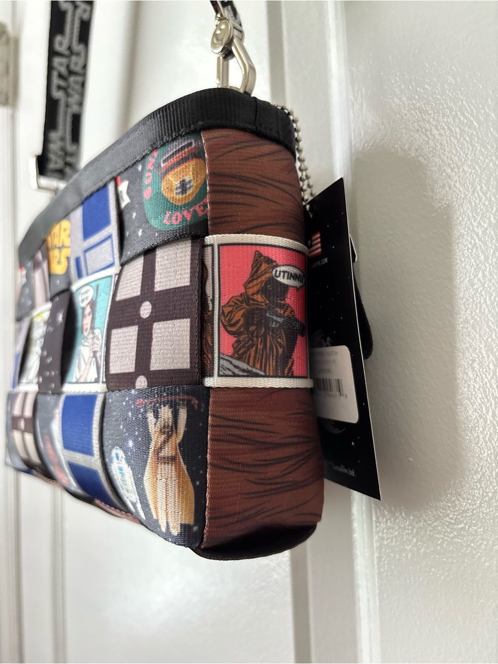 Harveys Star Wars Patchwork Convertible Clutch Crossbody Disney Leia R2D2 Obiwan - Picture 10 of 13